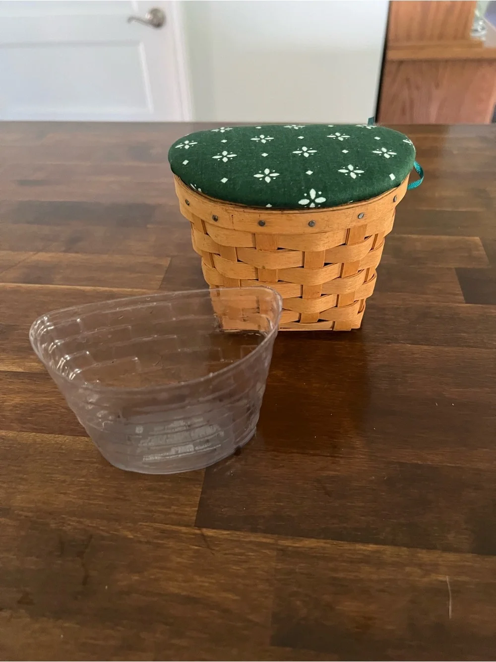 Longaberger Oregano Basket with Heritage Green Fabric Lid